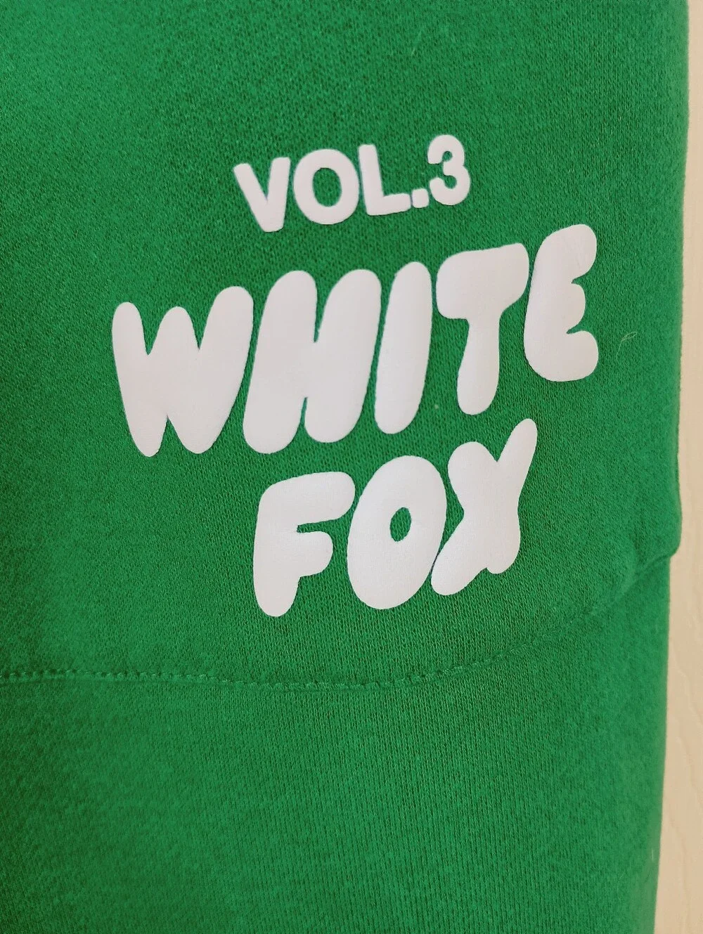 White Fox Sweatpants Medium Womens Amazon Green Offstage Oversized Puff Logo Pck